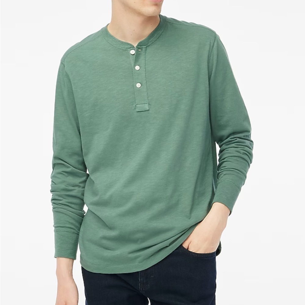 J crew dusted spruce Long-sleeve henley in slub cotton